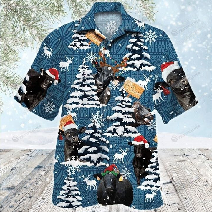 Black Angus Cattle Christmas Hawaii Shirt Ha75238