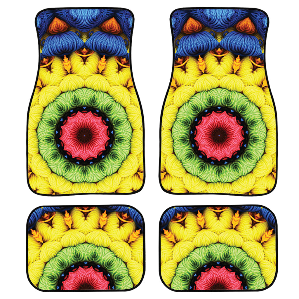 Colorful Kaleidoscope Print Front And Back Car Floor Mats, Front Car Mat