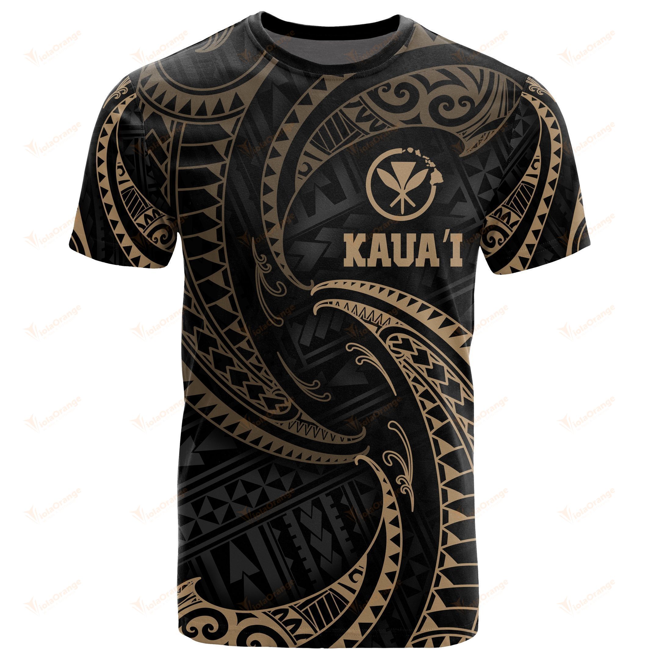 Hawaiian Polynesian Gold Tribal Wave Ha58944