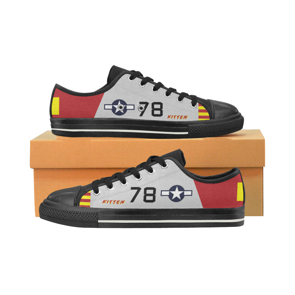 P-51B “Kitten” Of Brig. Gen. Charles Mcgee Inspired Kid’S Low Top Canvas Shoes