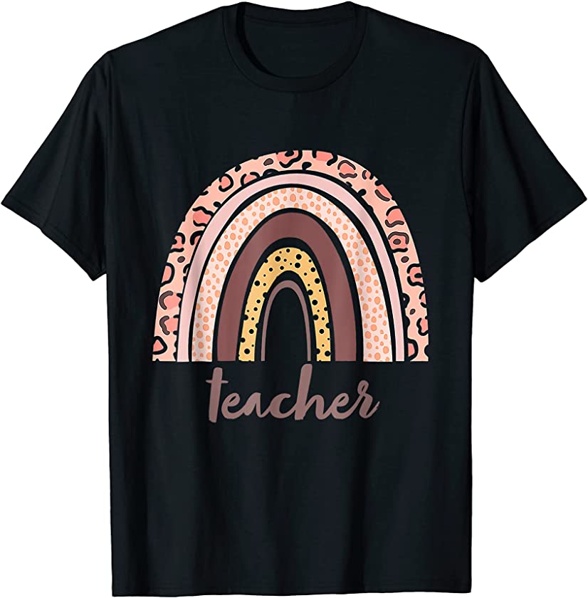 Cute teacher Rainbow leopard print T-Shirt