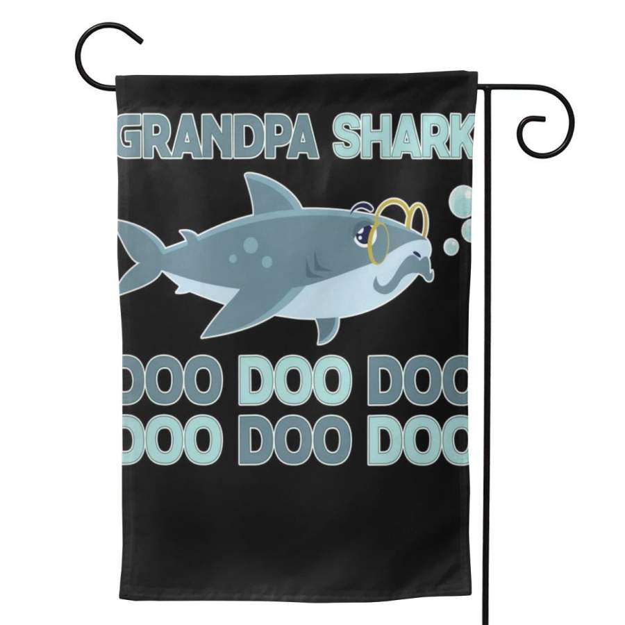 2 Pcs Garden Flag Grandpa Shark Doo Doo Doo Horizontal Poster 12.5″x18″ -Mothers Day, Birthday Gifts for Mom, Dad, Wife, Husband, Daughters, Grandma, Friends