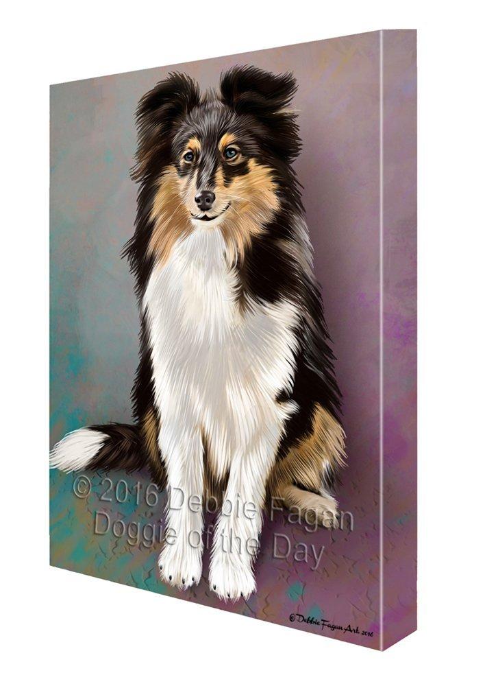 Shetland Sheepdogs Puppy Dog Painting Printed On Canvas Wall Art