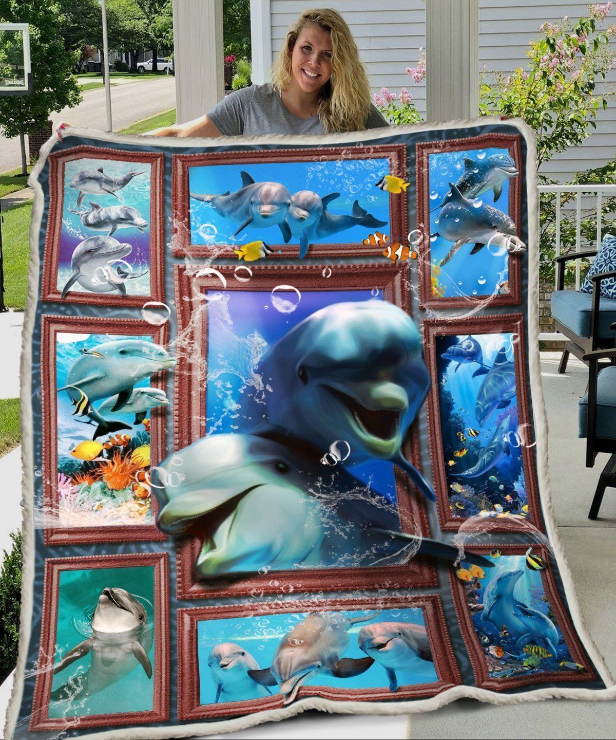 3D Huge Whale Fleece Blanket All Over Prints