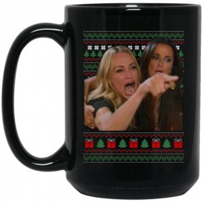 Yelling at a Cat Ugly Christmas Sweater Meme Design  Mug