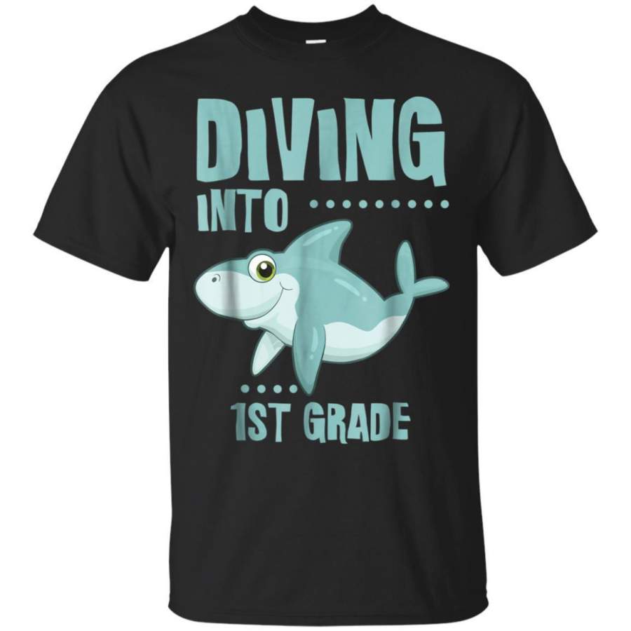 AGR Diving Into Shark 1st Grade Tshirt Day Of School Jaq T-shirt