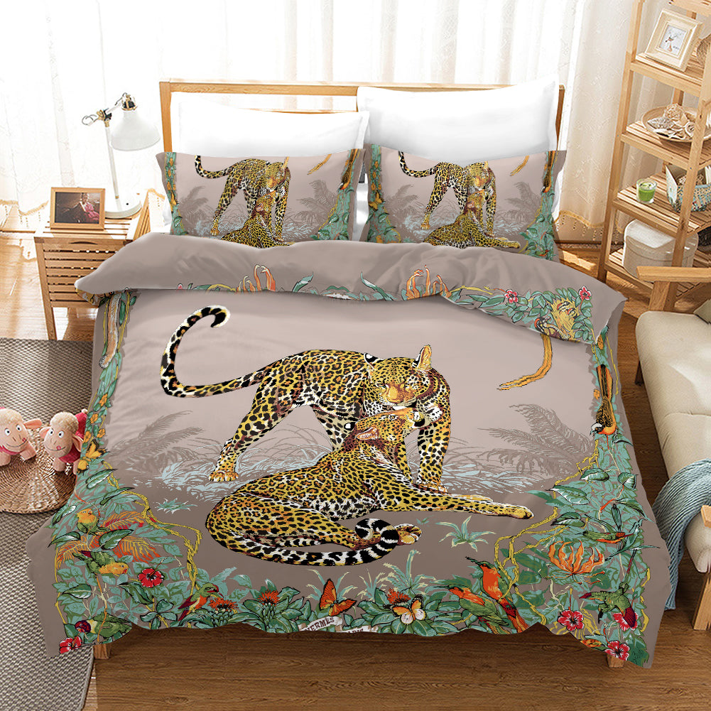 3D Leopard Jungle Quilt Cover Set Bedding Set Pillowcases 178