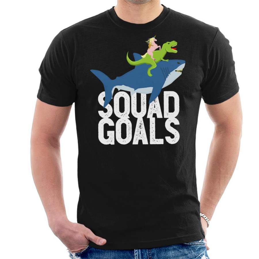 Squad Goals Sloth Shark Unicorn Rex Men’s T-Shirt