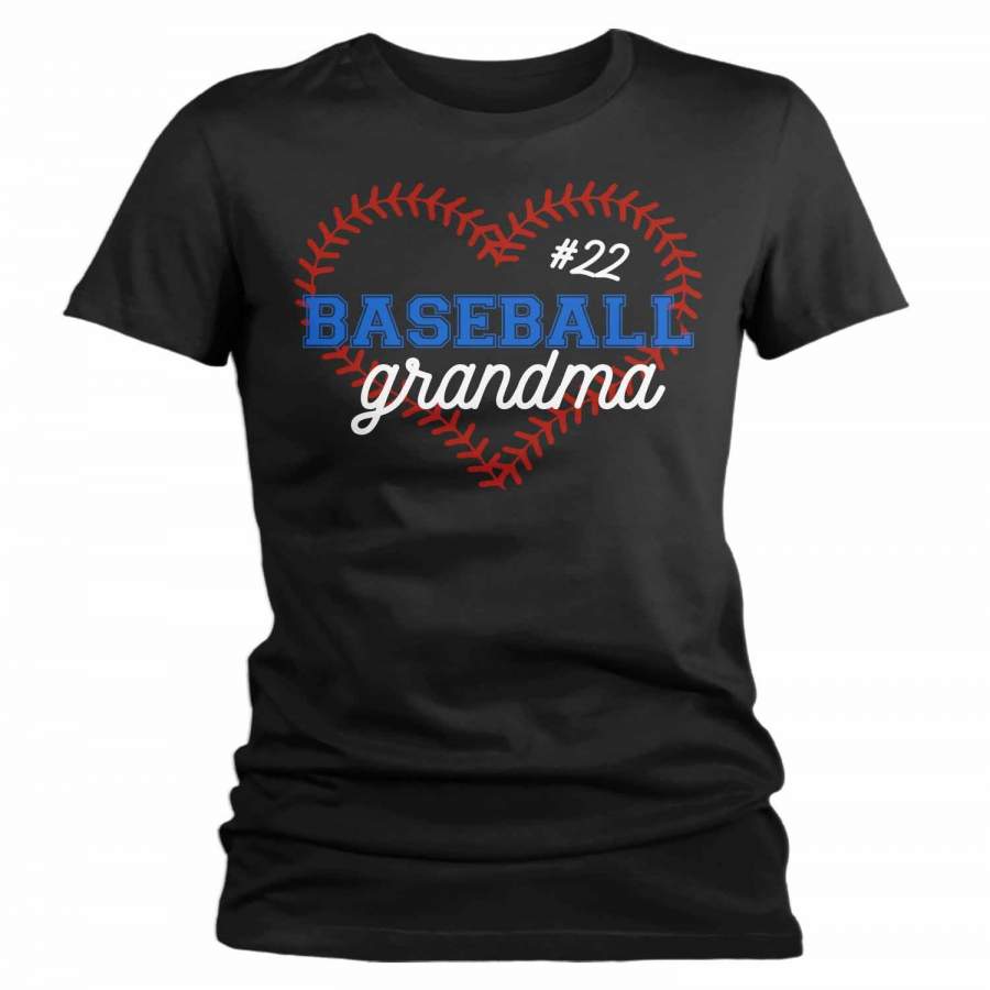 Women’s Personalized Baseball T Shirt Personalized Baseball Shirt Custom Baseball Heart Shirt Baseball Grandma Mom Shirt
