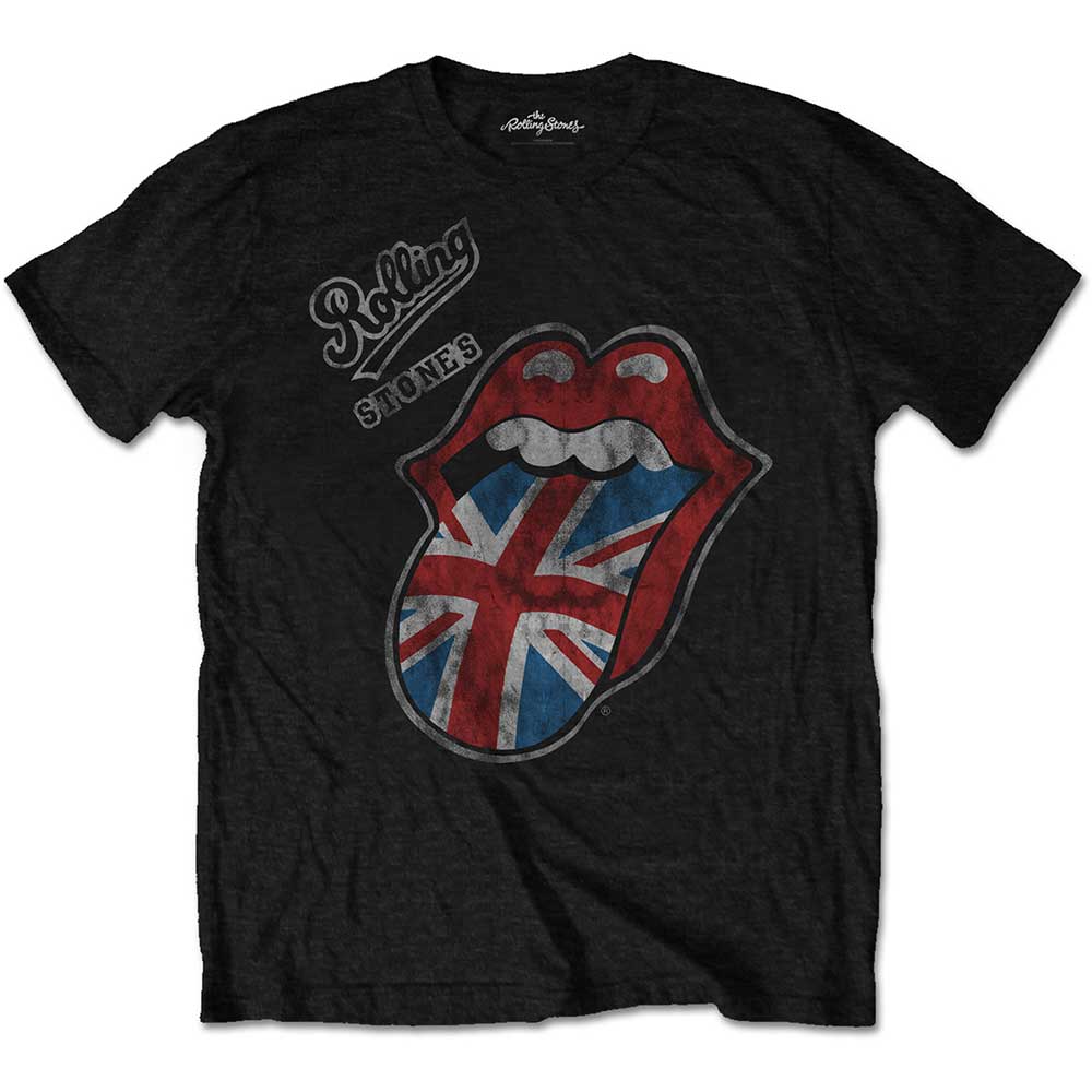 The Rolling Stones Unisex Tee Vintage British Tongue (Soft Hand Inks)