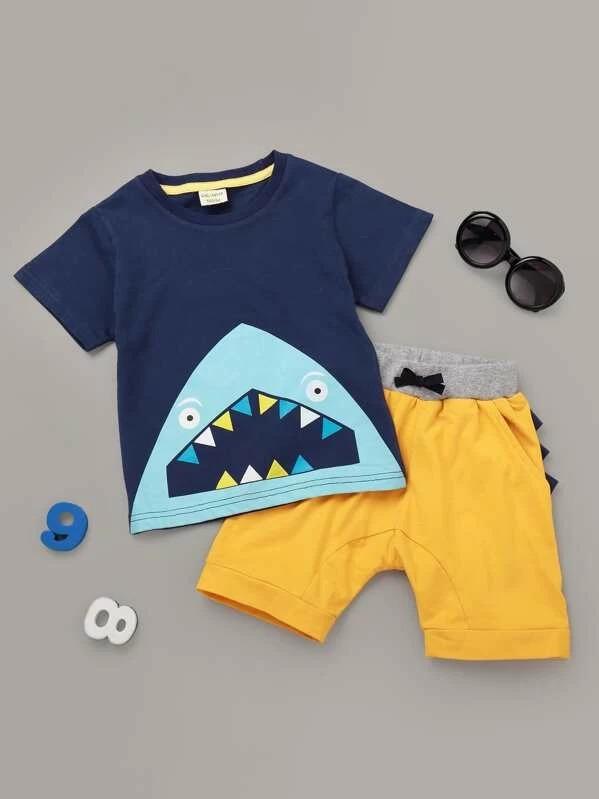 Toddler Boys Shark Print Tee With Shorts