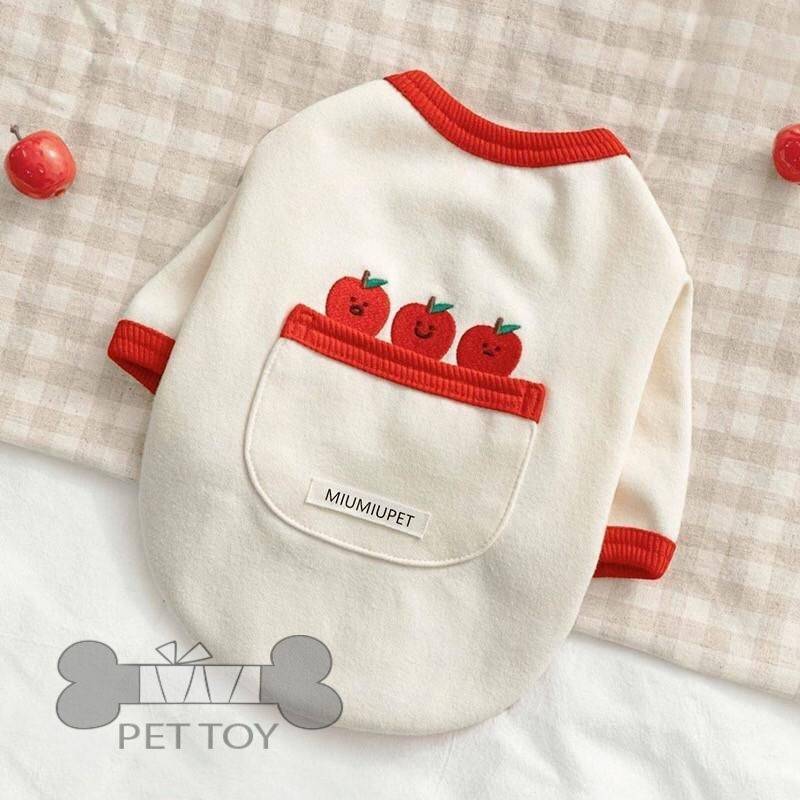 Pet Dog Clothes Winter Warm Deduction Fruit Embroidery Hoodies Clothes For Dog Small Medium Puppy Yorkshire Chihuahua Outfit