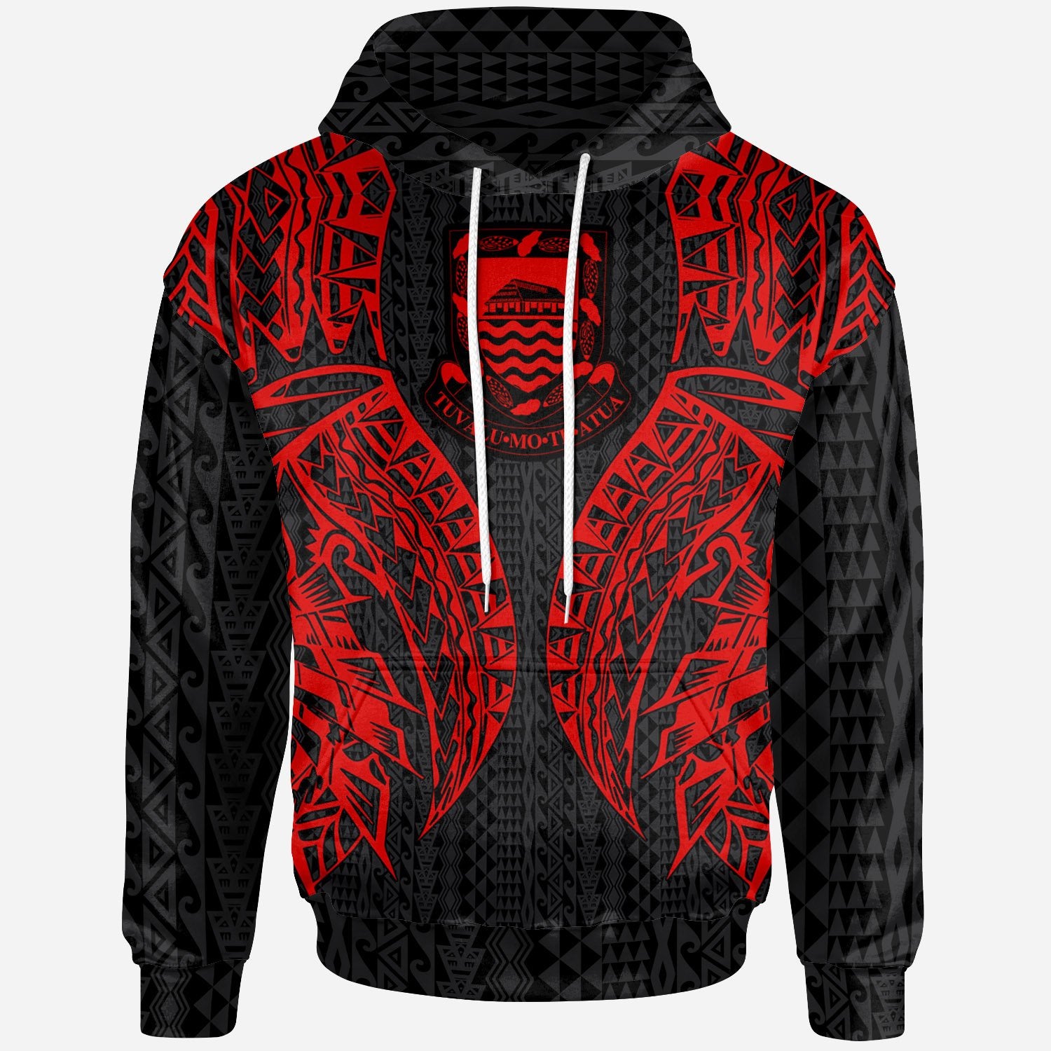 Tuvalu Hoodie – Polynesian Lion Head Red Style