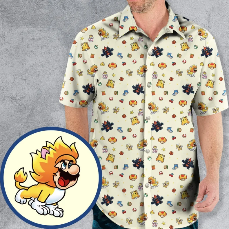 Super Mario Characters Pattern Hawaiian Shirt