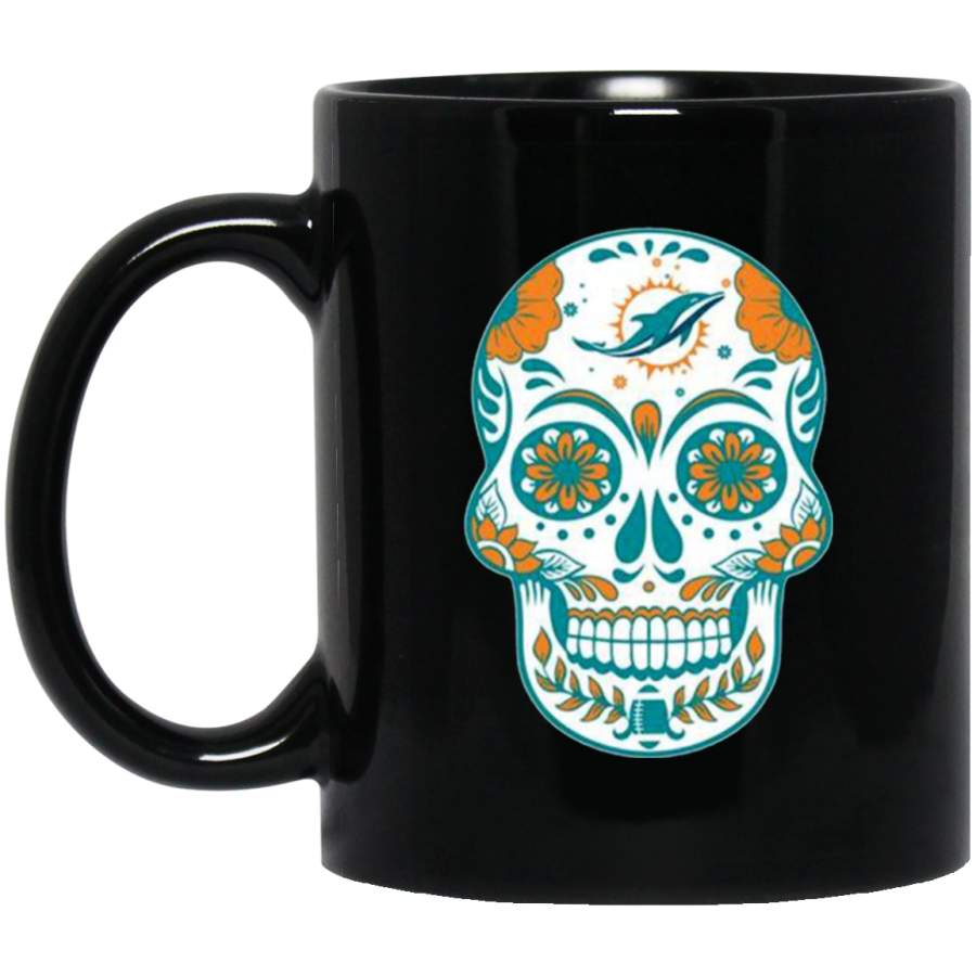 Favorable Miami Dolphins Sugar Skull Mug 11 oz 15 oz Black Mug