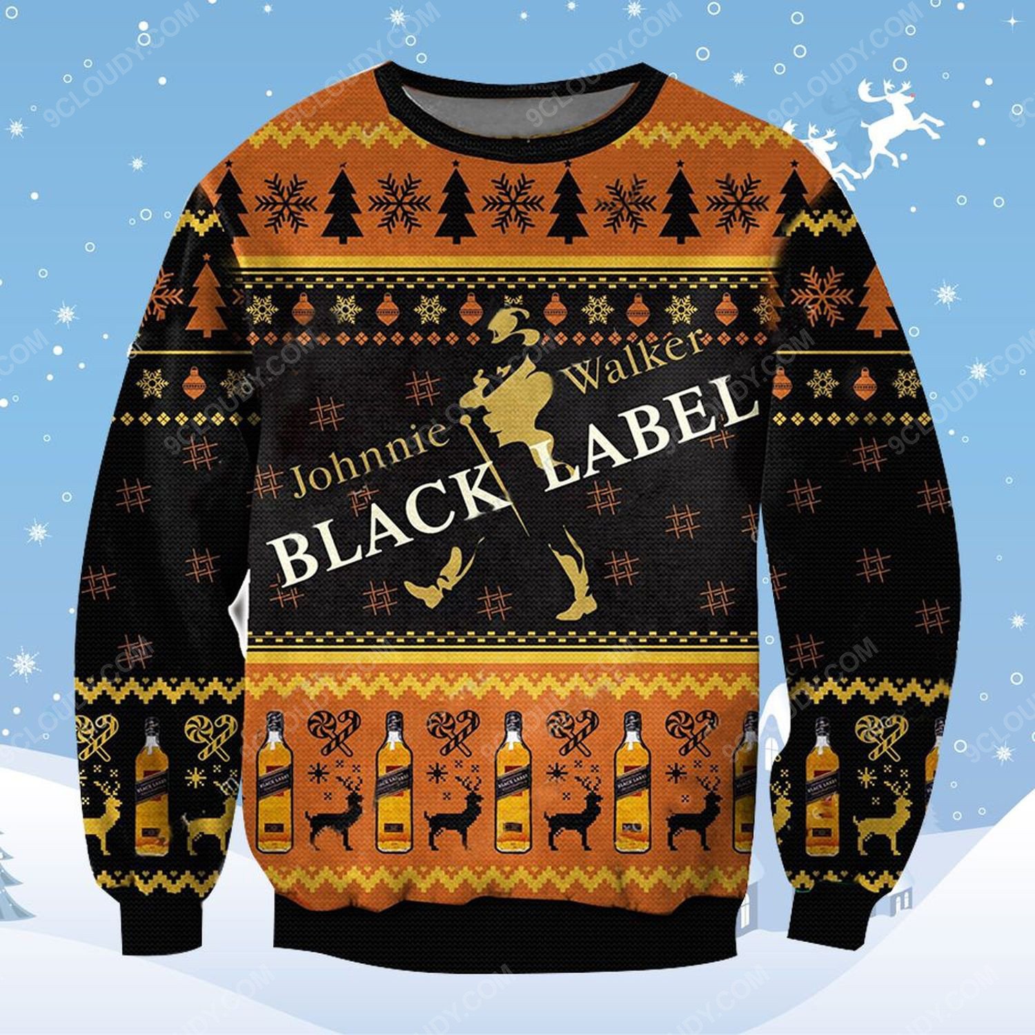 Johnnie Walker Black Label Whisky Scotland  Ugly Christmas Sweater 2021 Shirt For Women Men Couple Family Funny Cute