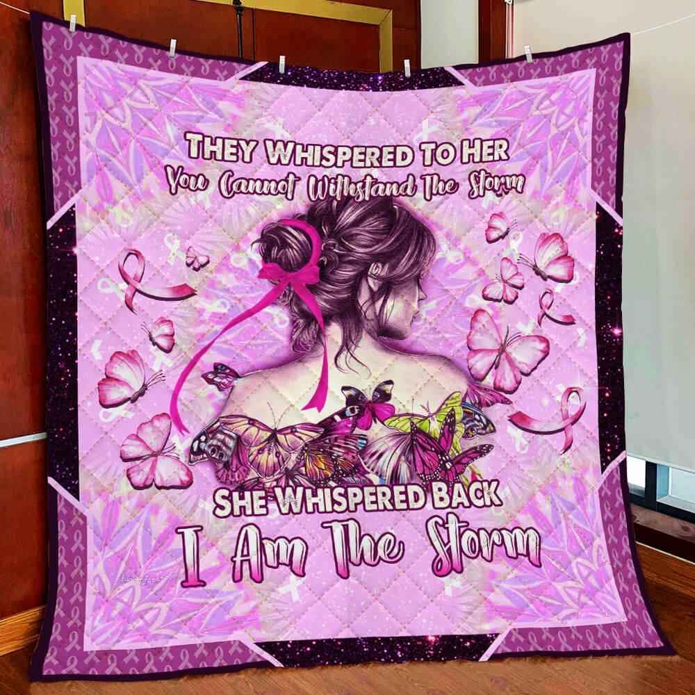 Beautiful Breast Cancer They Whispered To Her You Cannot Withstand The Strom Blanket Gift For Women Female Friend Birthday Gift Home Decor Bedding Couch Sofa Soft