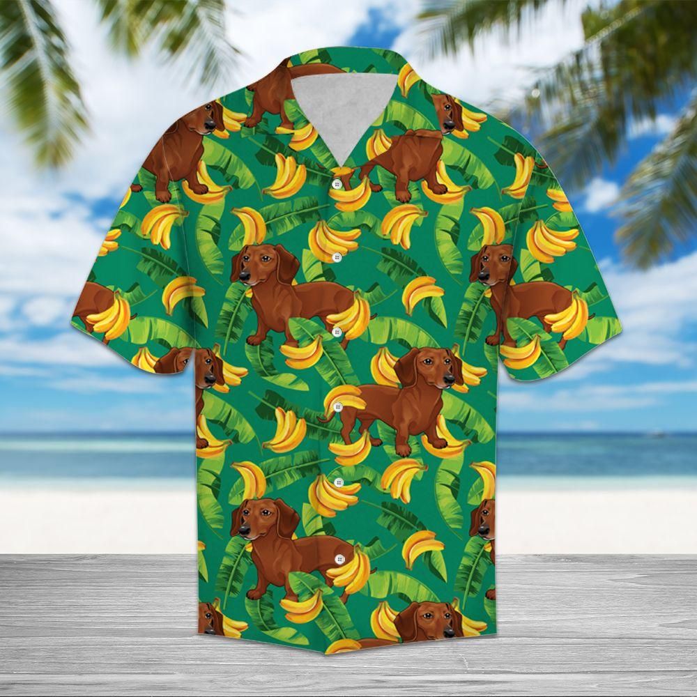 Tropical Banana Dachshund Aloha Hawaiian Shirt Colorful Short Sleeve Summer Beach Casual Shirt For Men And Women