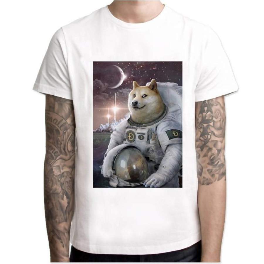Shiba Inu Funny Men Anime T-shirt Casual Short Sleeve O-Neck Tshirt Summer White T-shirt Man