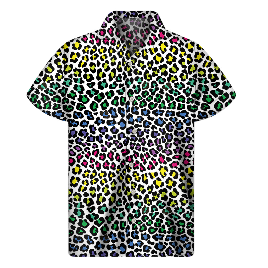 Colorful Leopard Print Men’S Short Sleeve Shirt