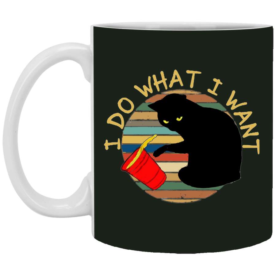 Vintage Retro Do What I Want Black Cat Red Cup Mug