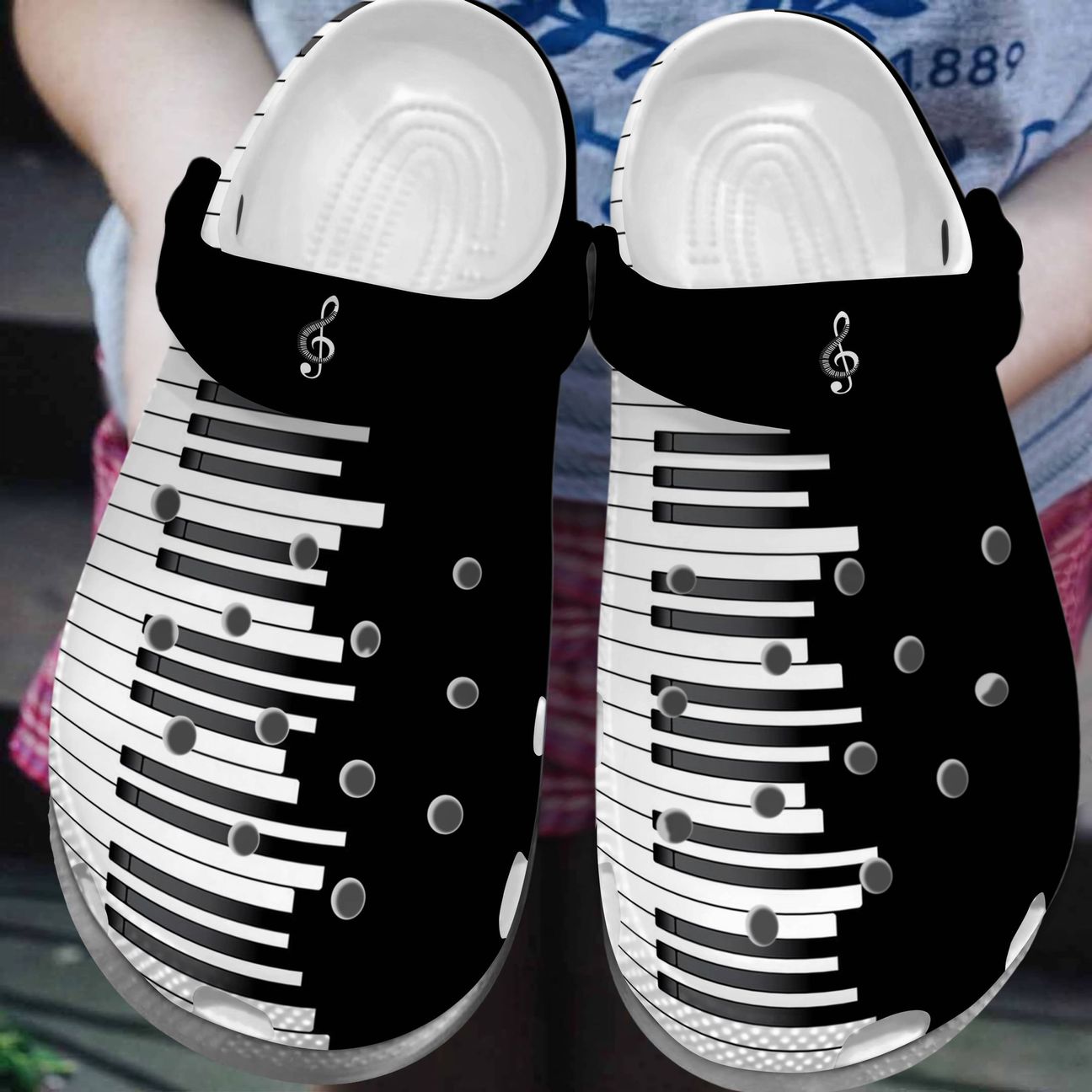 Piano Personalize Clog, Custom Name, Text, Fashion Style For Women, Men, Kid, Print 3D Piano Keys