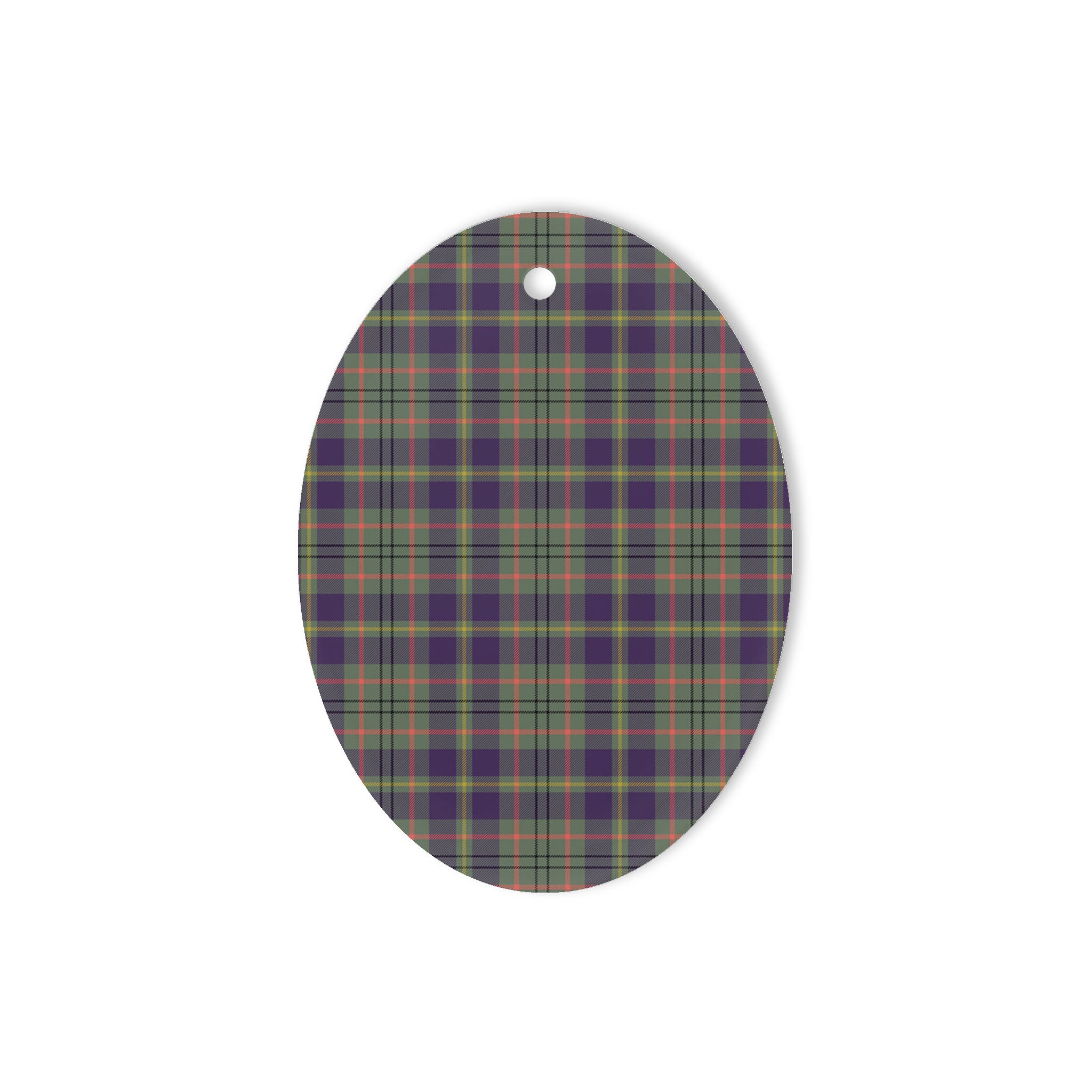 Taylor Weathered Tartan Oval Ornaments, Christmas Tree Ornament, Plaid Christmas Ornaments, Ceramic Oval Christmas Tree Decoration