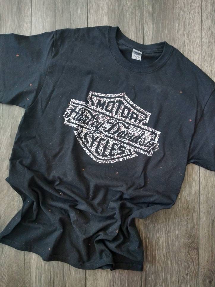 Harley davidson biker cheetah print t-shirt
