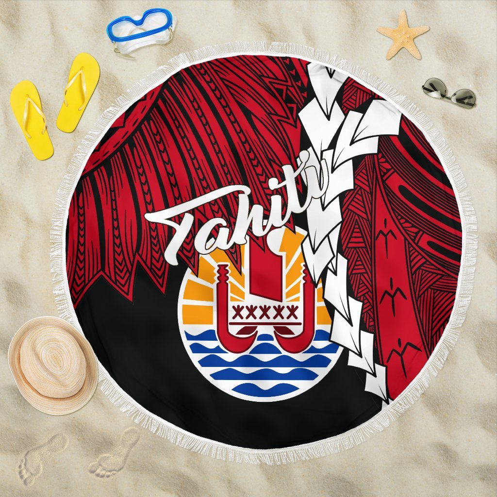 Tahiti Polynesian Beach Blanket – Tribal Wave Tattoo Flag Style