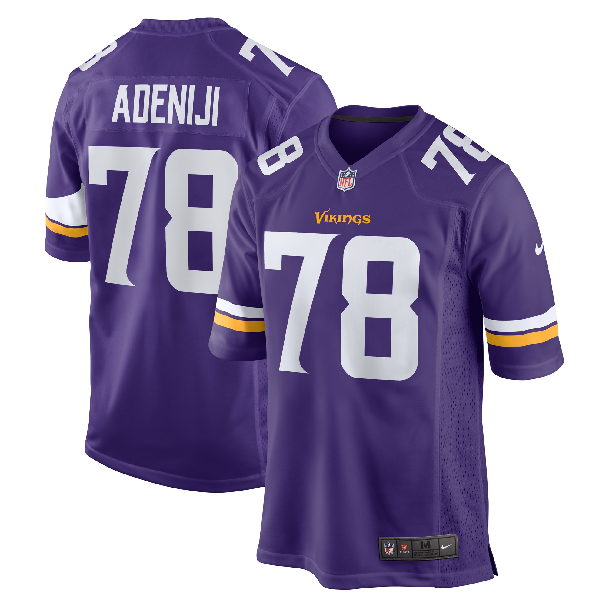 Men’s Minnesota Vikings Hakeem Adeniji  Purple Team Game Jersey