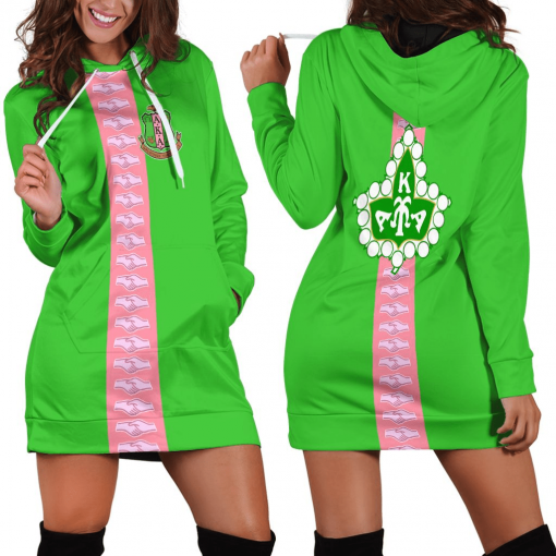 Alpha Kappa Alpha Hand Sign Green Neon Hoodie Dress