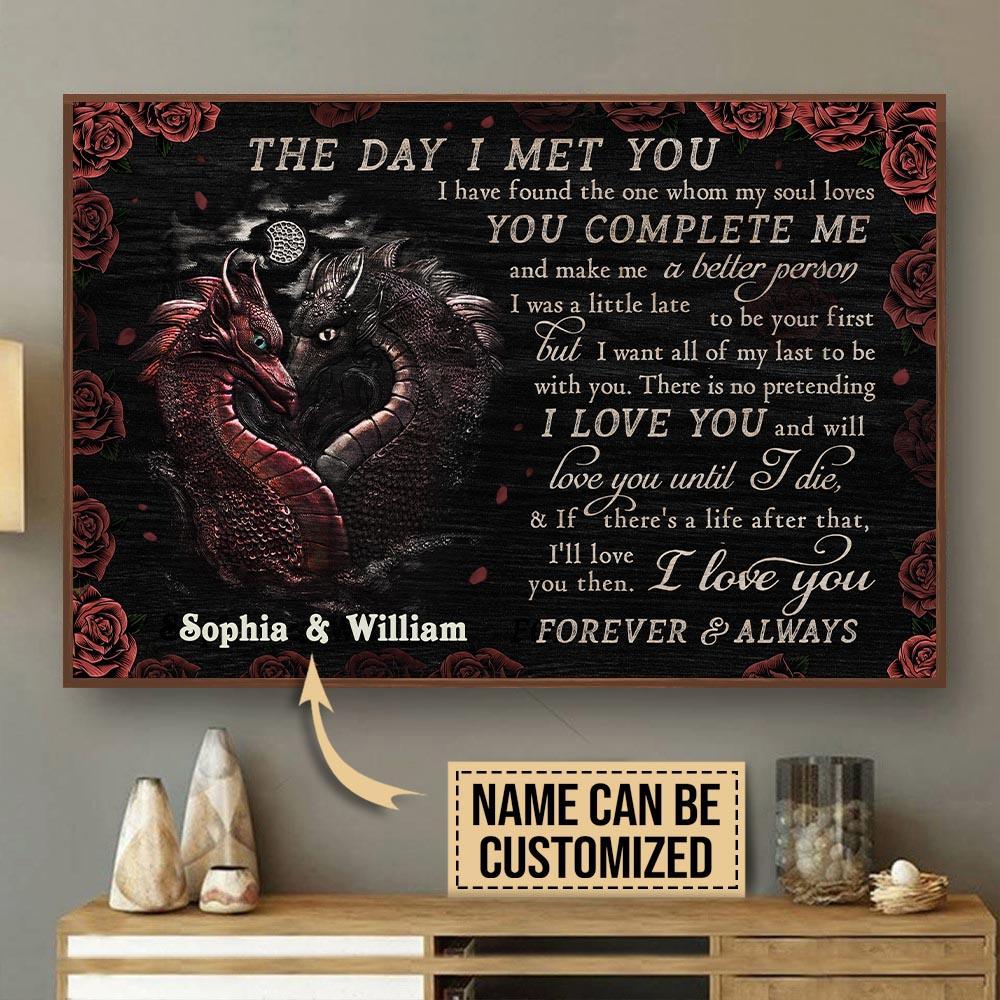 Aeticon Gifts Personalized Dragon The Day I Met You Canvas Mom Dad Gift Home Decor