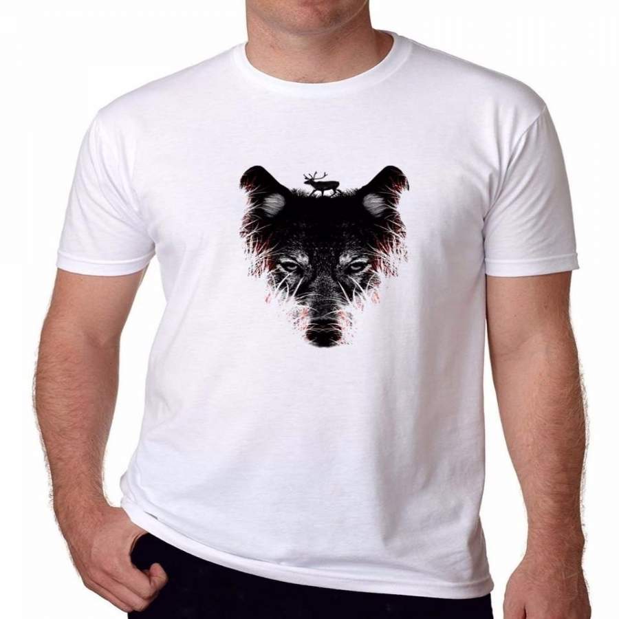 8 Animal Pattern White High Quality Summer Fashion Round Neck Looset Men’s T Shirt