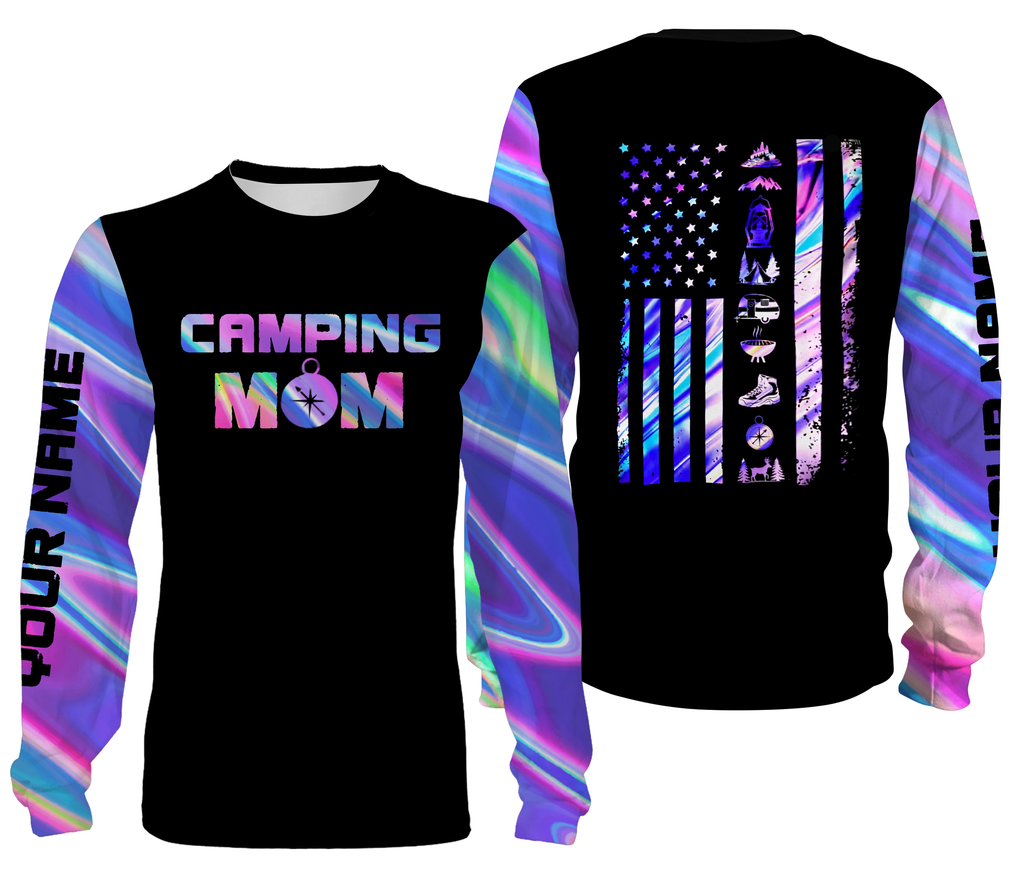 American Flag Camping Mom Shirts 3D – Personalized Camping Gift for Mom – Women All over print Shirt Chipteeamz – NLXS273