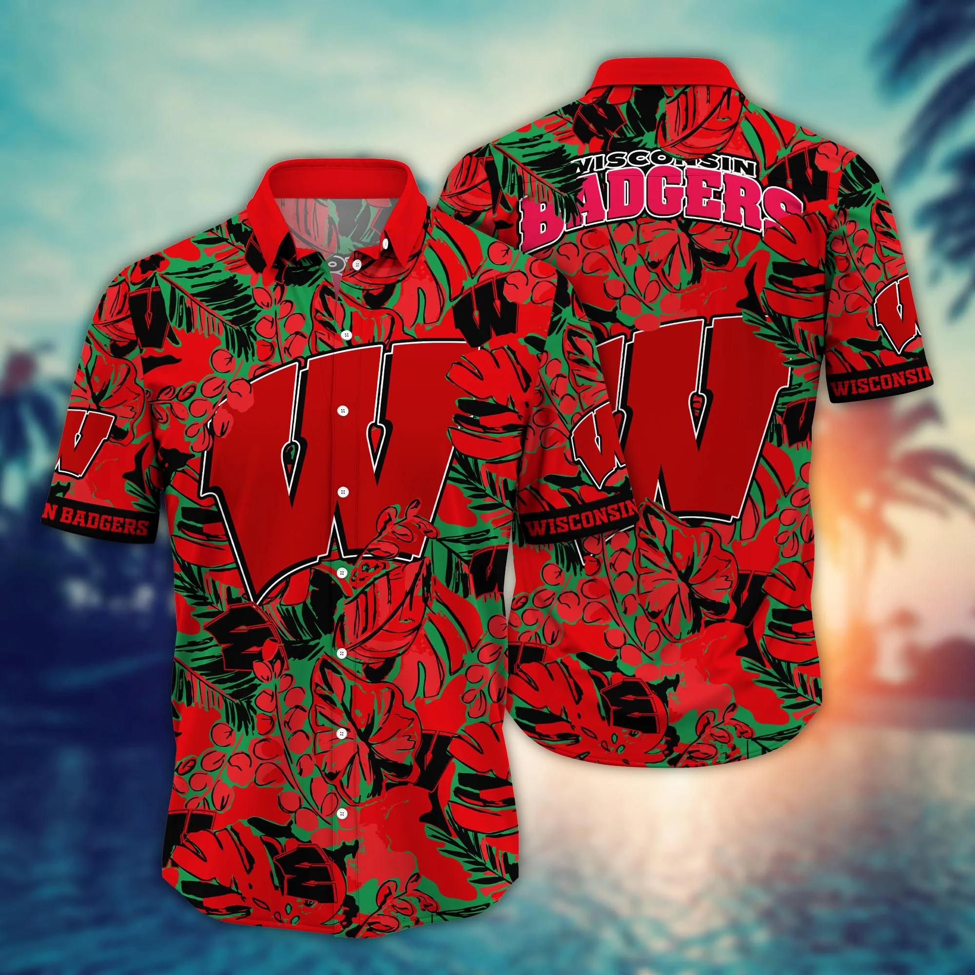 Wisconsin Badgers NCCA Hawaiian Shirt Flip Flops Aloha Shirt