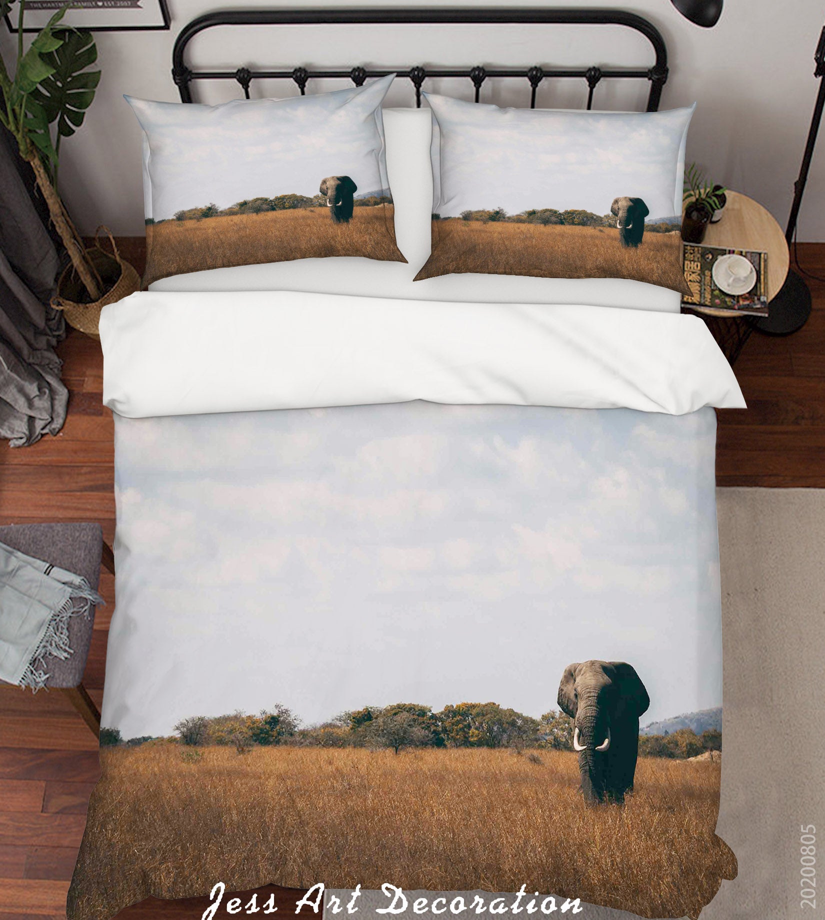 3D Grassland Elephant Quilt Cover Set Bedding Set Duvet Cover Pillowcases Lxl 292