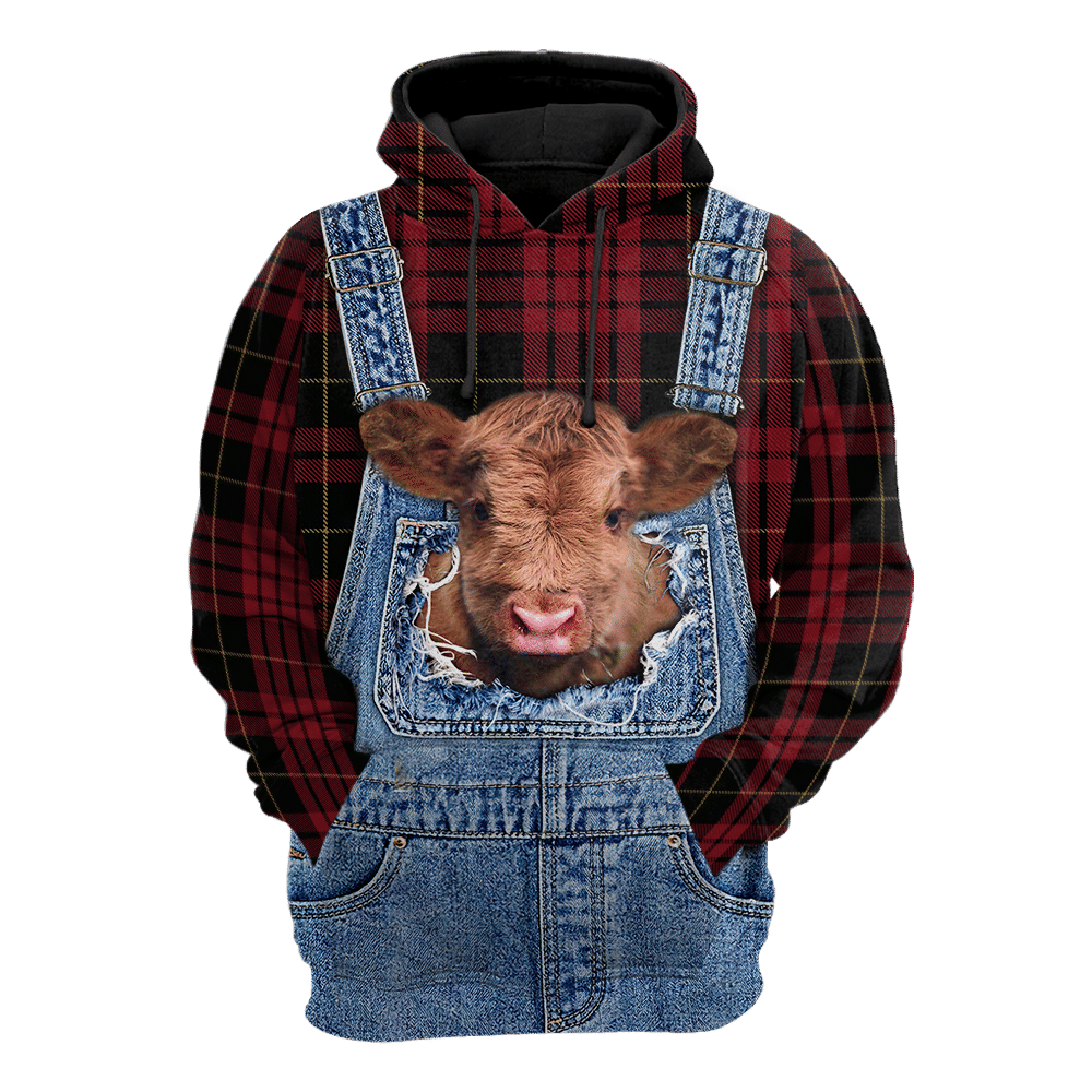 Love Cow Red Plaid Cute 3D Printed Sublimation Hoodie Hooded Sweatshirt Comfy Soft And Warm For Men Women S to 5XL CTC1301337