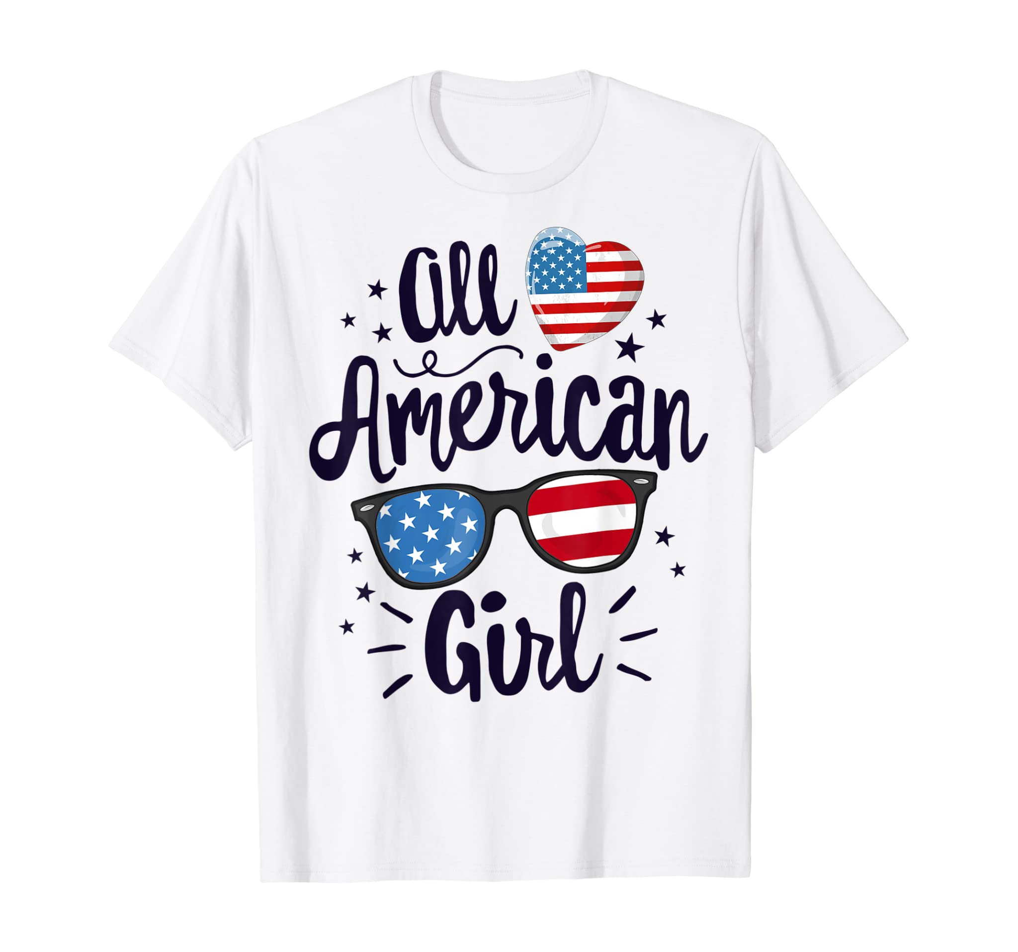 All American Girl Women American Flag 4th of July Patriotic T-Shirt