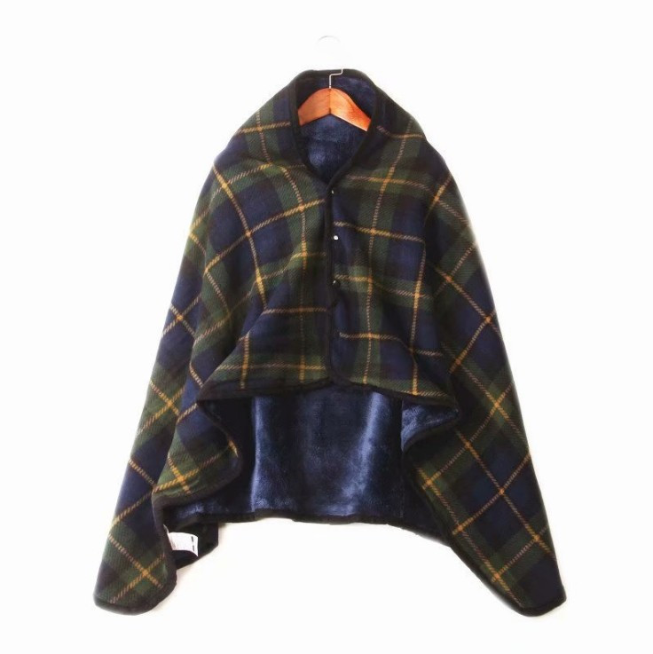 Wearable Plaid Fleece Blanket With Button Polyester Winter Warm Throws on Sofa Bed Travel Thicken Bedroom Grey Throw Blanket alx