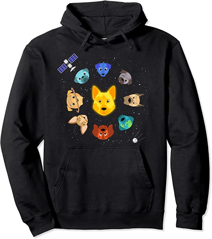 Dogs In Space – Puppy Heads With Rocket – Animals Pullover Hoodie