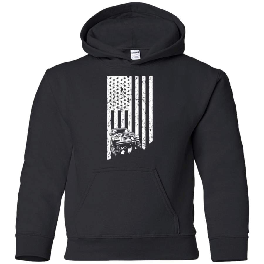 AGR jeep american flag T-shirt, thrill their Jeeps Youth Pullover Hoodie