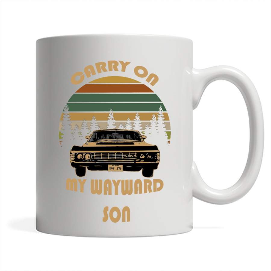 1967 Chevy Impala, Carry On My Wayward Son Vintage – Full-Wrap Coffee White Mug