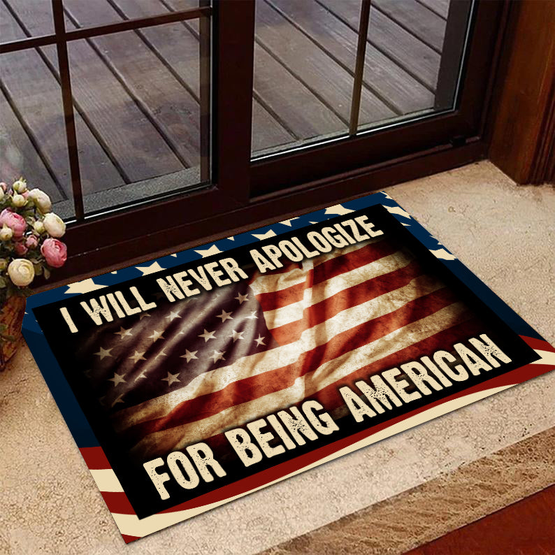 Veteran Welcome Rug, Veteran Doormat, Gift For Veterans, I Will Never Apologize For Being American Doormat