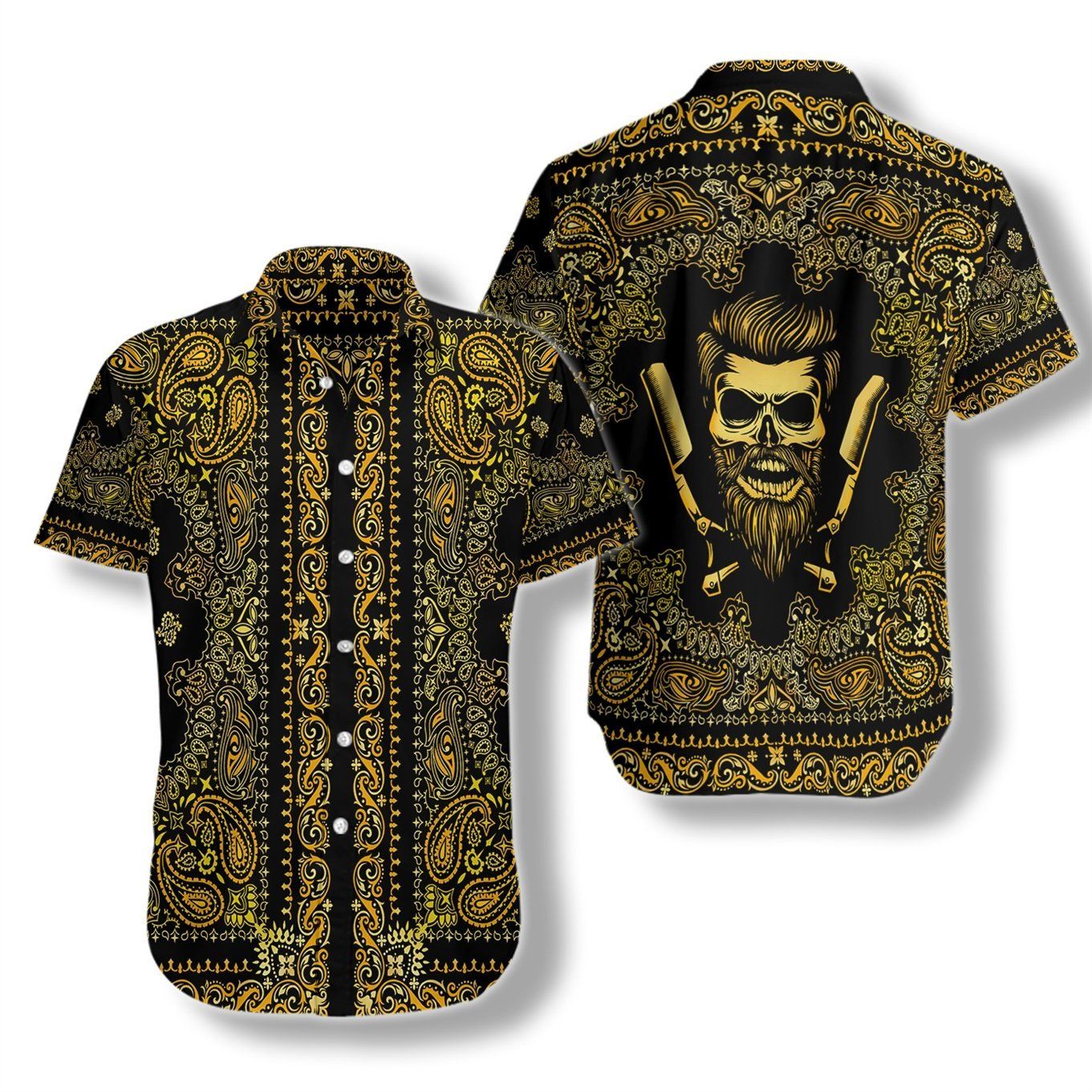 Barber Bandana Style Gold Ez05 1908 Hawaiian Shirt