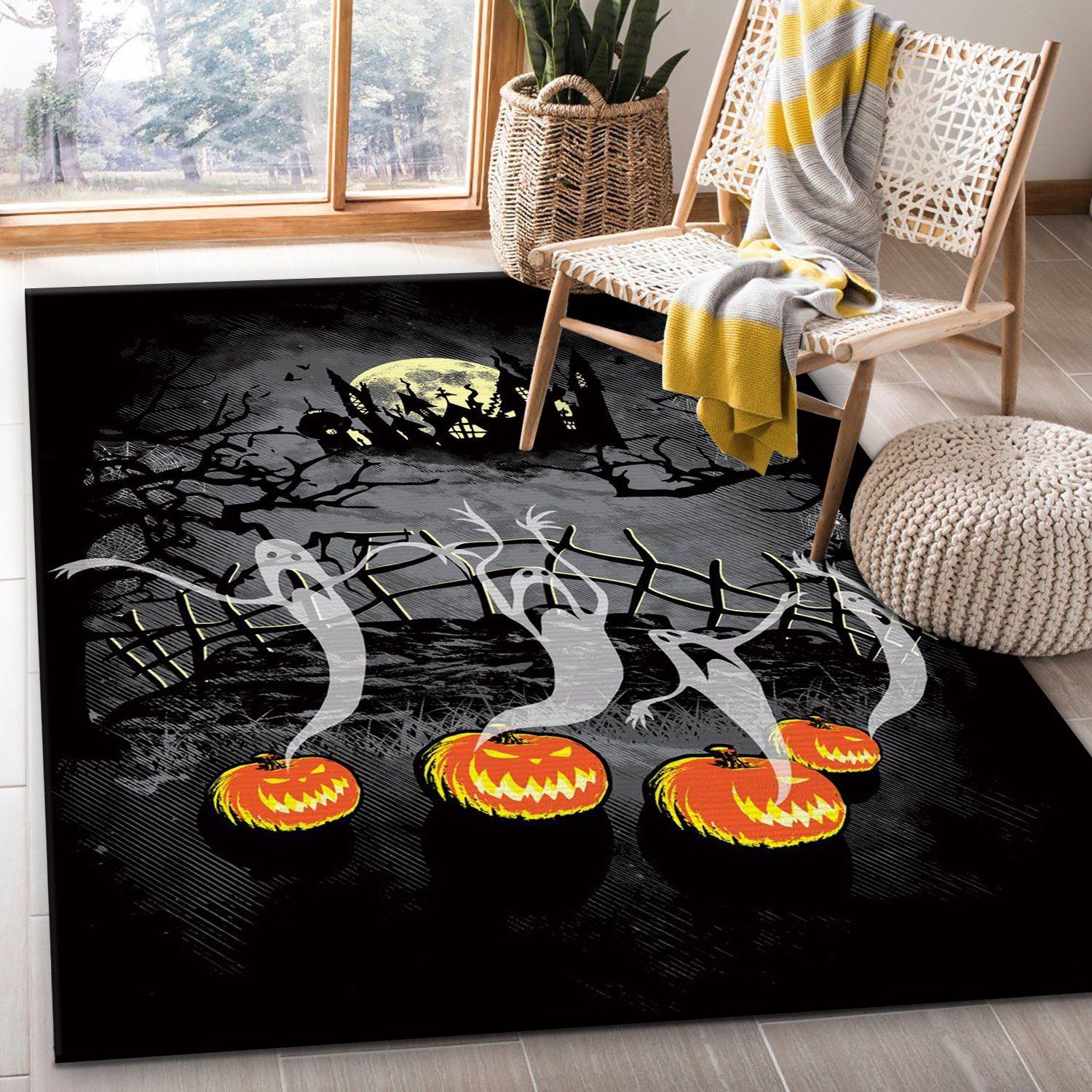 Ghosts Of Halloween Area Rug Carpet, Gift for fans, Home Decor Floor Decor