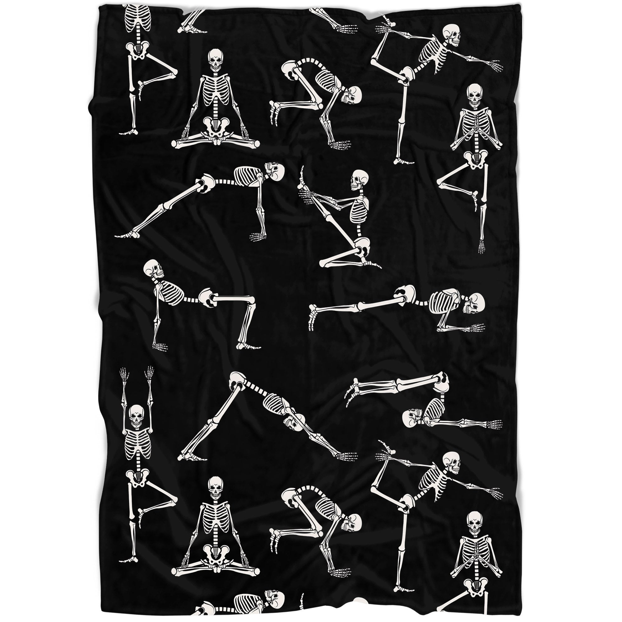 Yoga Skeleton Halloween Black White Halloween Gifts Fleece Sherpa Blanket