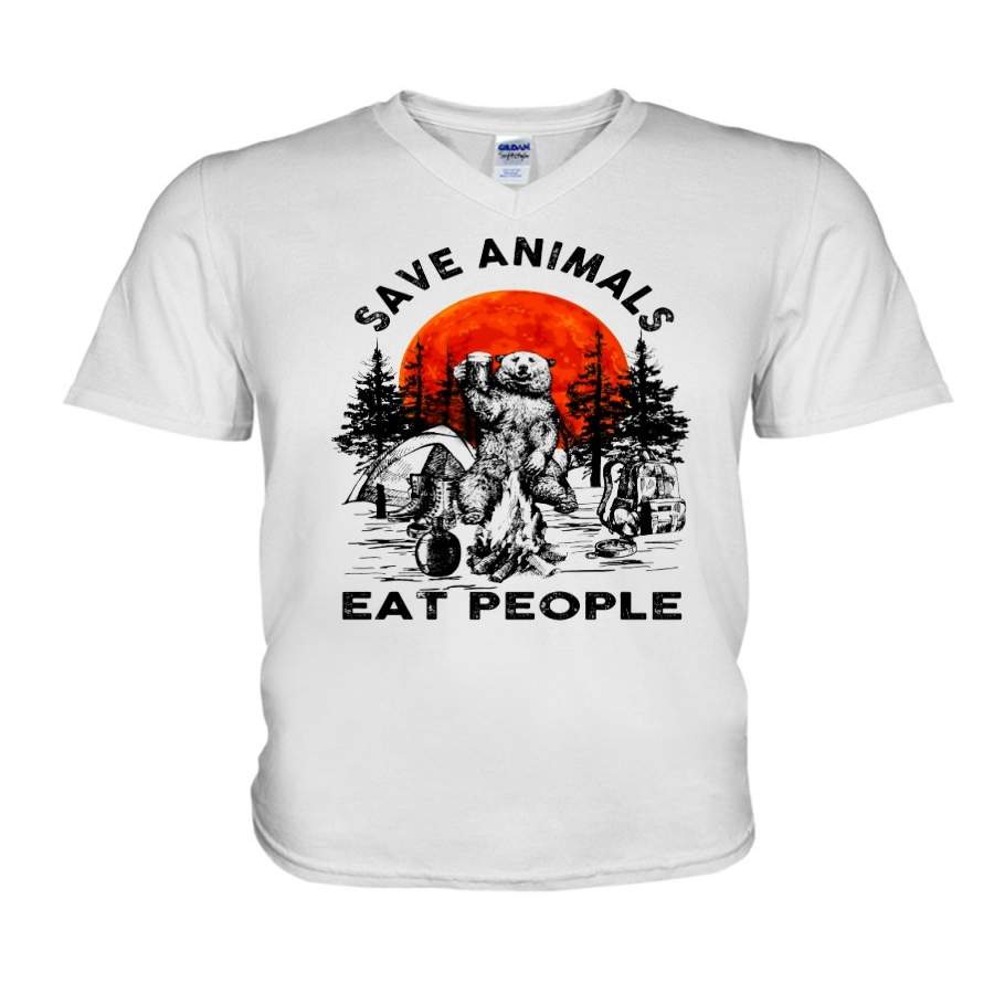 Save Animals Eat People Guys V-Neck