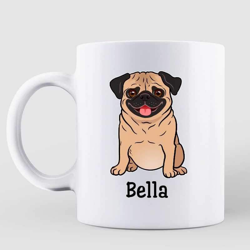 Pugs & Kisses Pug Dog Personalized Coffee Mug