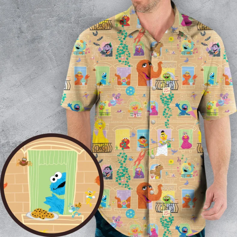 Apartment Windows Sesame Street Characters Hawaiian Shirt