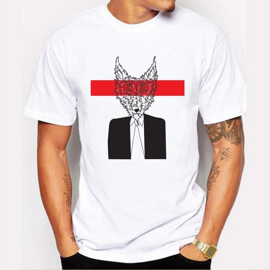 est Men’s Fashion personality Fox Printed T-Shirt Summer Cool Tops Fashion Tees